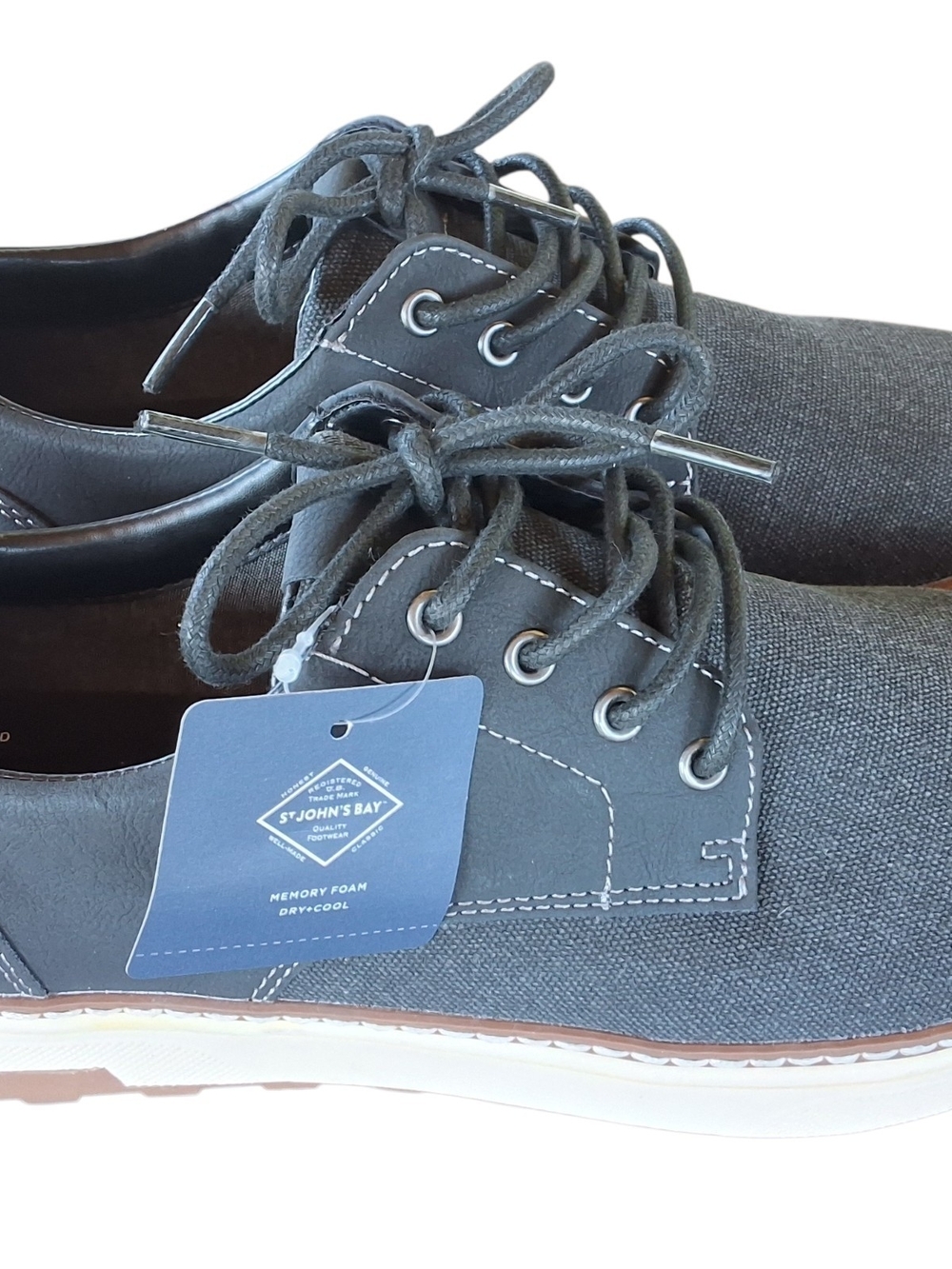 St. John's Bay Men's Black Canvas Boat Shoes Sz 9.5 NWT